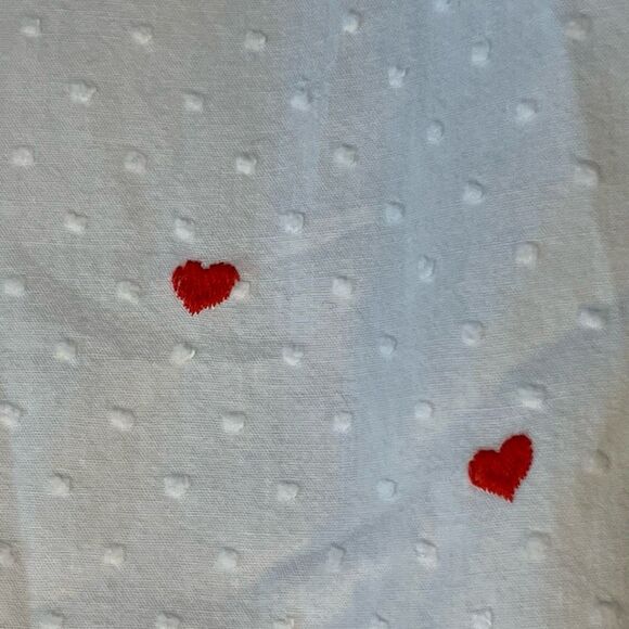 Loft Heart Print Everyday Button Down Shirt White Swiss Dot Poplin Cotton XSP - Picture 9 of 12